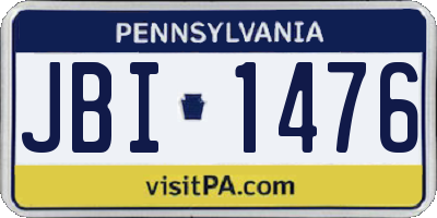 PA license plate JBI1476