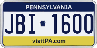 PA license plate JBI1600