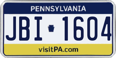 PA license plate JBI1604