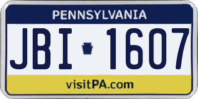 PA license plate JBI1607