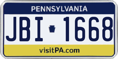 PA license plate JBI1668