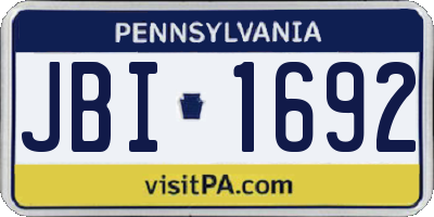 PA license plate JBI1692