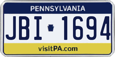 PA license plate JBI1694