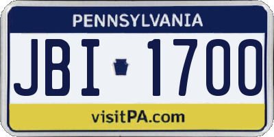 PA license plate JBI1700