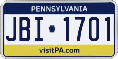 PA license plate JBI1701