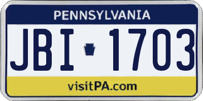 PA license plate JBI1703