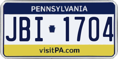 PA license plate JBI1704