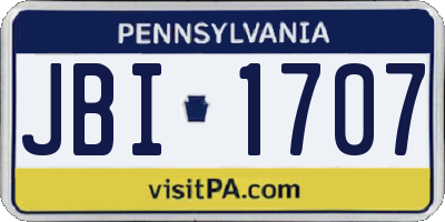 PA license plate JBI1707