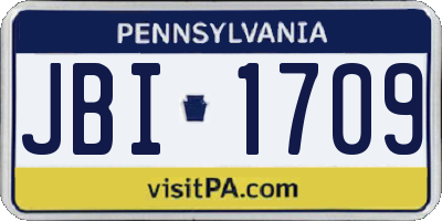 PA license plate JBI1709