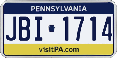 PA license plate JBI1714