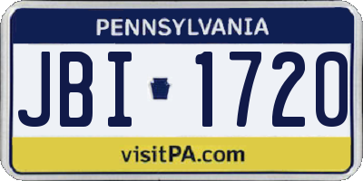 PA license plate JBI1720