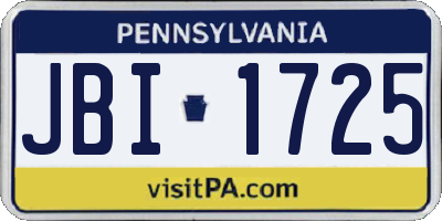 PA license plate JBI1725