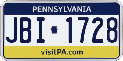 PA license plate JBI1728