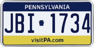 PA license plate JBI1734