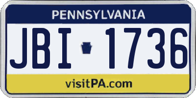 PA license plate JBI1736