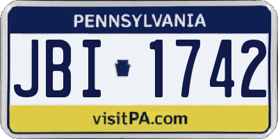 PA license plate JBI1742