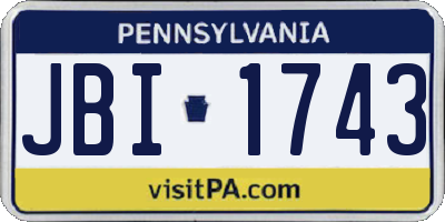 PA license plate JBI1743