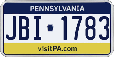 PA license plate JBI1783