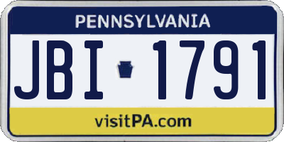 PA license plate JBI1791