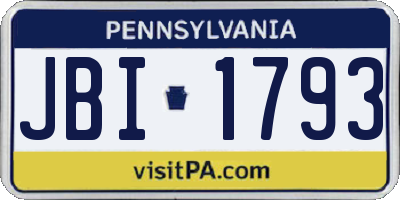 PA license plate JBI1793