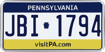 PA license plate JBI1794