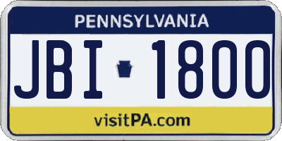 PA license plate JBI1800