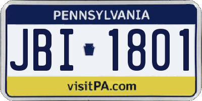 PA license plate JBI1801