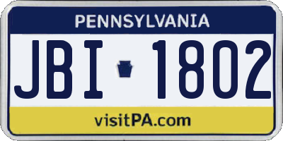 PA license plate JBI1802