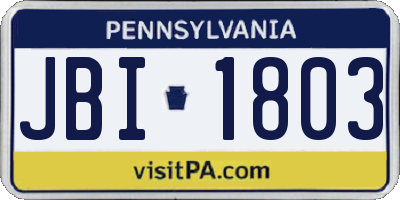 PA license plate JBI1803