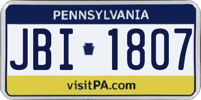 PA license plate JBI1807