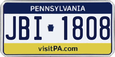 PA license plate JBI1808