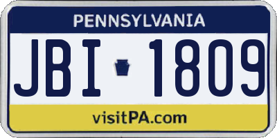 PA license plate JBI1809