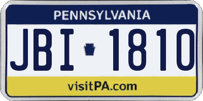 PA license plate JBI1810