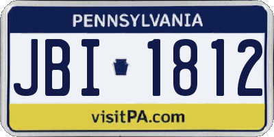 PA license plate JBI1812