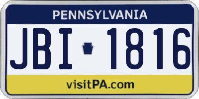 PA license plate JBI1816