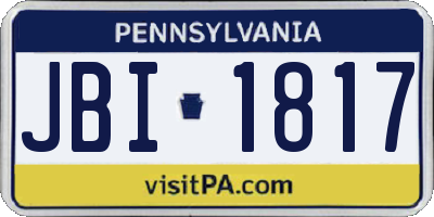 PA license plate JBI1817