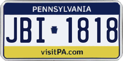 PA license plate JBI1818