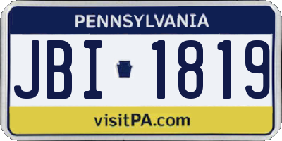 PA license plate JBI1819