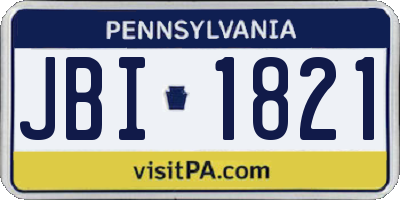 PA license plate JBI1821