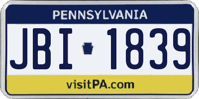 PA license plate JBI1839