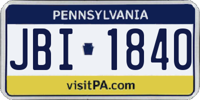 PA license plate JBI1840