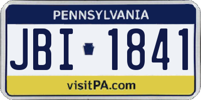 PA license plate JBI1841