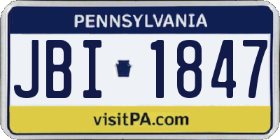 PA license plate JBI1847