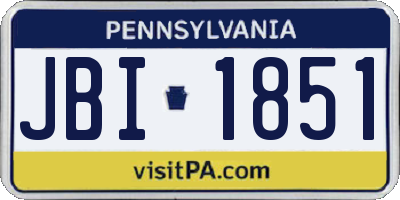 PA license plate JBI1851