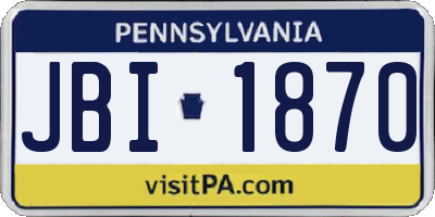 PA license plate JBI1870