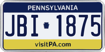 PA license plate JBI1875