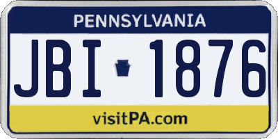 PA license plate JBI1876