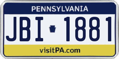 PA license plate JBI1881