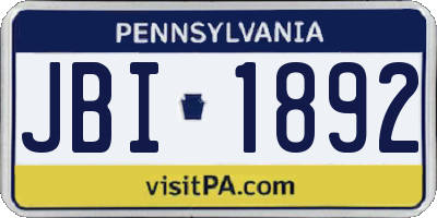 PA license plate JBI1892