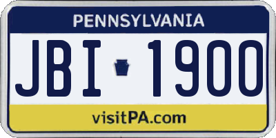 PA license plate JBI1900